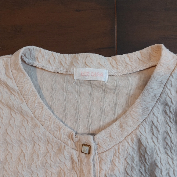 Liz Lisa Kawaii Cropped Beige Cable Knit Cardigan Size Small - Picture 2 of 11
